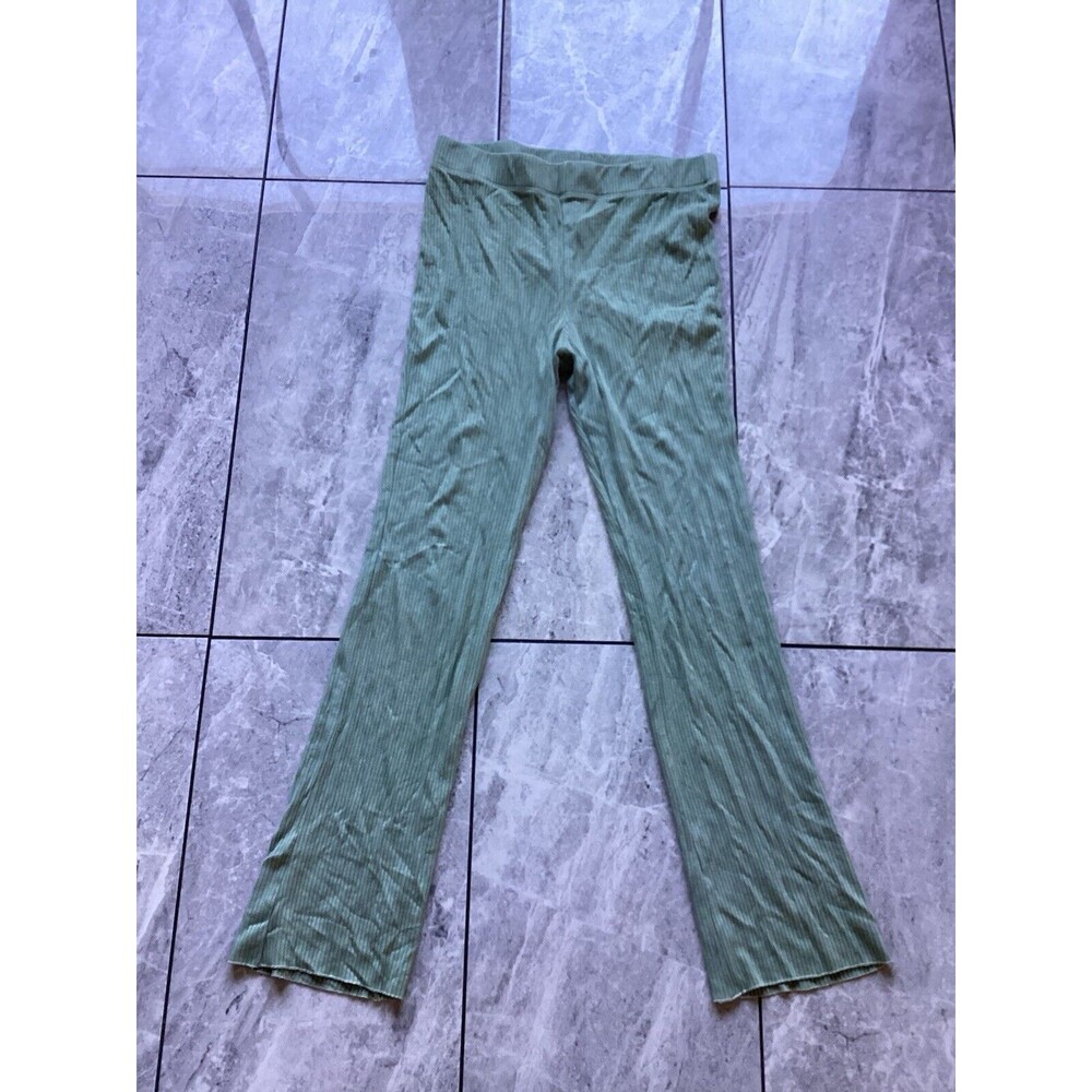 Sundry Light Green Stretch Ribbed Flare Pants Pull On L